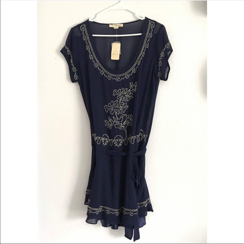 Forever 21 L blue drop waist beaded front dress